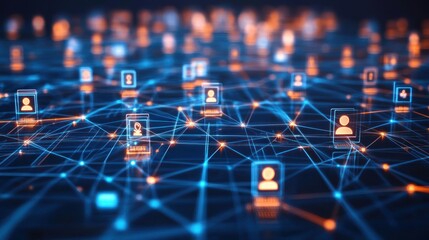 Aufkleber - digital network connections with user profiles visible