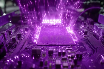 Poster - Futuristic circuit board with glowing purple energy