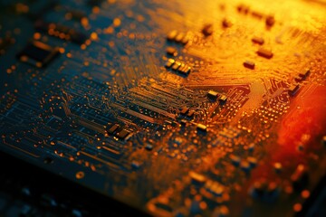 Poster - Close-up of a circuit board with glowing details