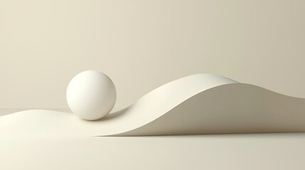 Poster - A minimalist 2D scene showing a ball moving uphill on a tilted surface, with room for branding.