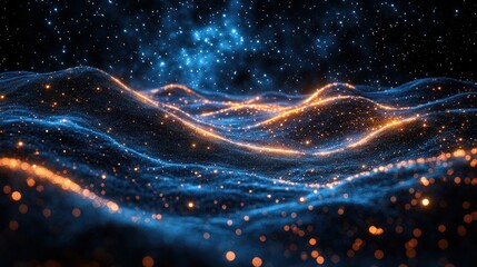 Wall Mural - glowing cosmic landscape, night, digital art, background, website