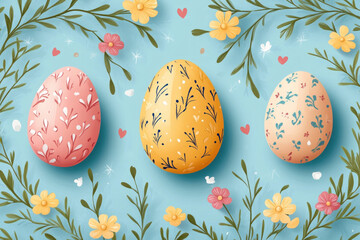 Wall Mural - A decorative Easter pattern, colorful and festive, design theme.