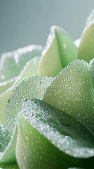Poster - Close-up of succulent plant leaves covered in water droplets, showcasing the natural beauty of freshness, vitality, and nature's purity.