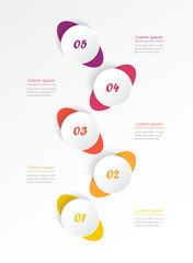 Wall Mural - Step by step vertical infographic template with 5 options, parts or processes.