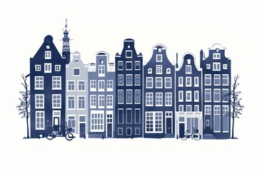 Wall Mural - Antique of Typical canal houses in Amsterdam transportation neighborhood architecture.