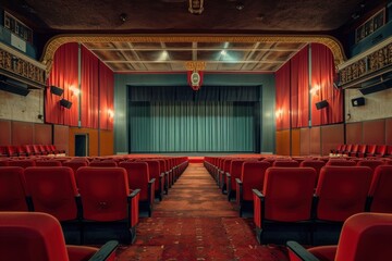 Wall Mural - Movie theater from the 1950s-1970s auditorium chair hall.