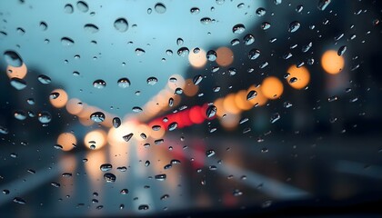 Wall Mural - rain drops on the window of a car at night