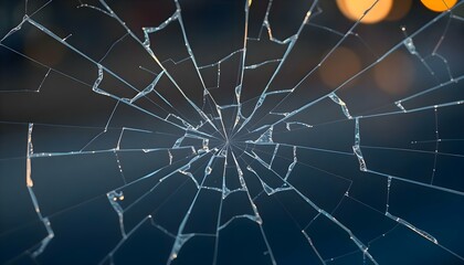 Wall Mural - a close up of a broken glass with a blurry background