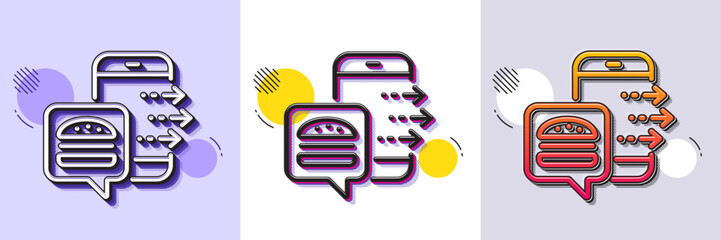 Poster - food order line icon. halftone dotted pattern. gradient icon with grain shadow. meal delivery app si
