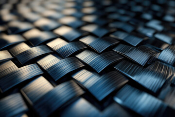 Poster - Close-up of a dark, interwoven textile with a complex, repeating pattern.