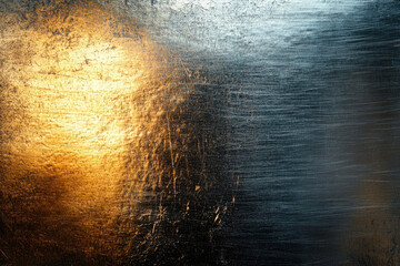 Poster - Grunge metallic texture with gold and dark grey shades, showing scratches and brushed surface.