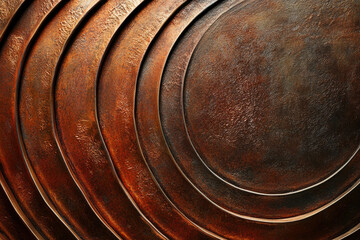 Poster - Abstract concentric circles of dark, rustic, metallic texture.  Industrial design.