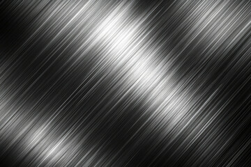 Poster - Abstract background with diagonal brushed metal texture, shiny and sleek, in grayscale.