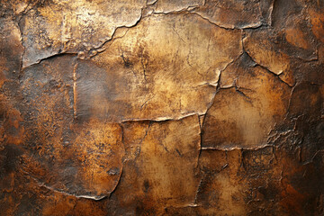 Poster - Cracked metallic surface with bronze and brown tones, creating a textured background.