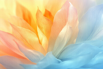 Poster - Pastel-colored flower petals, delicate and translucent, showing intricate vein patterns.