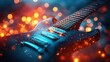 © King558 - Electric guitar close-up with vibrant bokeh lighting in warm tones