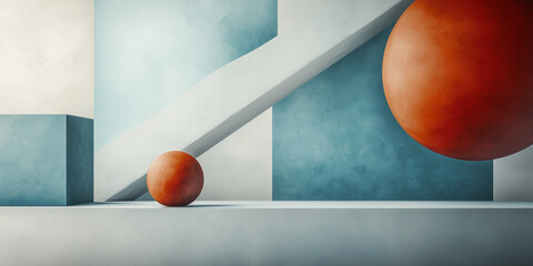 Aufkleber - Abstract minimalism with geometric shapes and contrasting colors