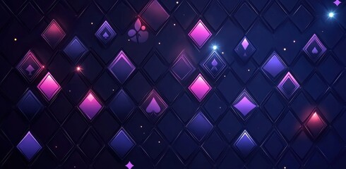 Poster - geometric backdrop with vivid neon pink and purple square patterns