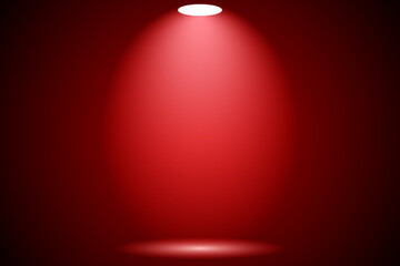 Wall Mural - red spot light studio room or stage background, 3d empty soft smooth blur backdrop like in a room wi