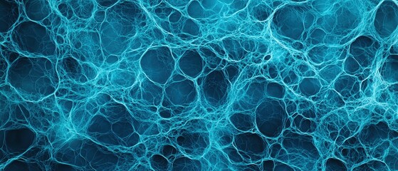 Poster - Abstract blue pattern resembling a network of cells or bubbles in liquid form.