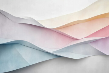Poster - Abstract pastel-colored paper waves create a minimalist and elegant design.