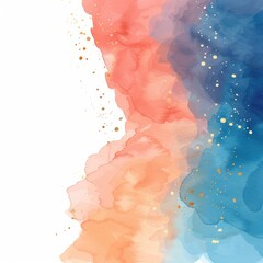 Poster - Abstract watercolor texture with vibrant blue, orange, pink hues and golden splashes for creative design projects