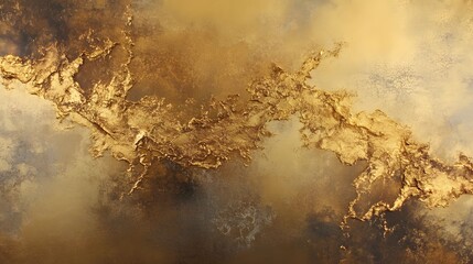 Poster - abstract representation featuring golden textured shapes and diffused background