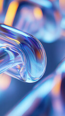 Poster - Abstract Curved Glass Art: A mesmerizing dance of light and color in fluid, translucent forms. Modern design meets ethereal beauty.
