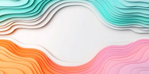 Poster - Soft curves in pastel shades of orange, pink, turquoise, and mint form a layered backdrop, providing a visually appealing and modern design element
