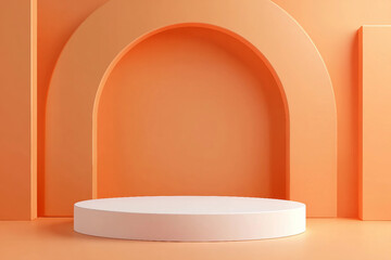 Poster - 3D Render colorful minimalist podiums on vibrant background designed with generative AI