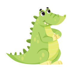 Wall Mural - green toothy crocodile as tropical animal and wild african fauna vector illustration