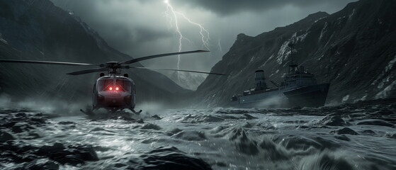 Wall Mural - a rescue glider equipped with bright signal lights_007