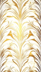 Poster - Abstract golden floral pattern elegantly flourishes on a white backdrop