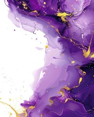Poster - Abstract Purple and Gold Fluid Art Background with Swirls and Texture for Creative Designs and Decor