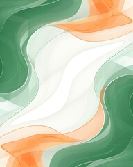 Poster - Abstract Waves in Green and Orange Tones with Soft Curves and Flowing Lines