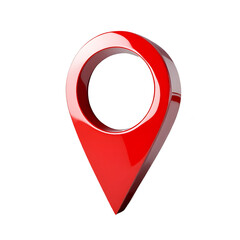 Fototapete - 3d red location map pin icon isolated on white or transparent background. Red map pin cut out
