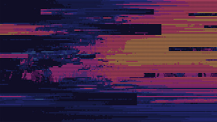 Fototapete - Abstract digital glitch background with horizontal lines. Glitch effect. colorful vector illustration. cyberpunk or retro style design. 