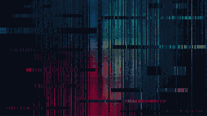 Fototapete - Abstract digital glitch background with vertical lines and pixel texture. Vector illustration design for web banner. cyberpunk theme.