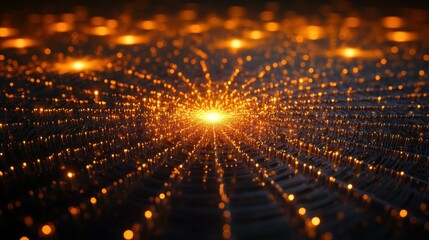 Wall Mural - glowing neural network grid radiating with data points, abstract intelligence representation, deep i