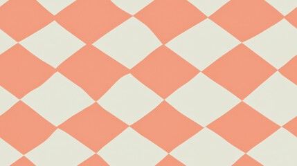 Poster - Geometric Harmony: A seamless pattern of alternating peach and cream diamonds creates a visual dance, the irregular edges adding a touch of whimsical charm.