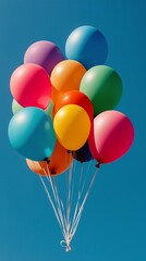 Wall Mural - Colorful Balloons Floating Against a Bright Blue Sky on a Sunny Day