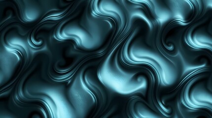 Poster - Textured swirls of deep teal fabric create a captivating abstract pattern in soft light. Generative AI