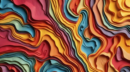 Poster - Colorful layers of textured paper create an abstract design that captivates the viewer's attention and imagination. Generative AI
