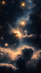 Wall Mural - colors of a distant galaxy illuminated by swirling cosmic clouds and shining stars in a vast univers