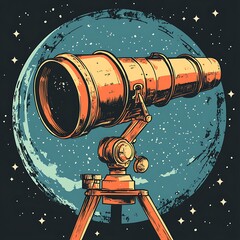 Canvas Print - Vintage telescope in space