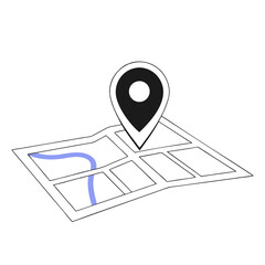 Poster - A detailed outline icon displays a map with a prominent location pin, symbolizing navigation and geolocation