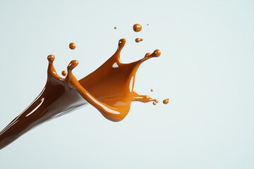 Poster - Liquid Cascade: Witness the captivating dance of liquid, an abstract splash of rich brown, frozen mid-air, exhibiting a dynamic play of curves and droplets that evoke a sense of motion and vibrancy.