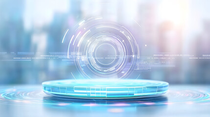 Fototapete - Futuristic digital display urban environment technology concept abstract visualization close-up viewpoint innovation showcase