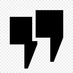 Poster - A collection of square quotes. A set of black icons, quotation marks with sharp corners on a transparent background. The comma symbol. Vector EPS 10.