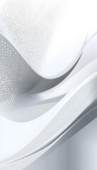 Poster - Abstract white and grey background with geometric waves and dots